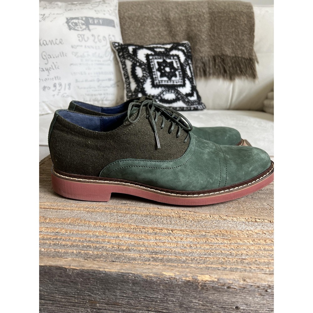 Cole Haan Air Shoes Mens 10.5 Green Suede Wool Cap Toe Oxford Lace Up Preppy - Picture 7 of 11